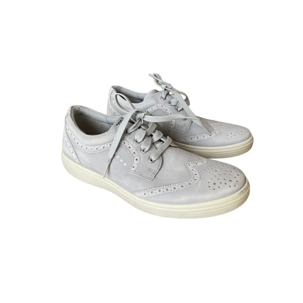 Ecco Mens Gray Wingtip Casual Hybrid Lace Up Golf Sneaker Shoes Size 43